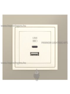   USB A+C töltő aljzat - 3A, IP20, gyöngyházfehér fedőlappal és Metallo titánium kerettel - EFAPEL LOGUS 90