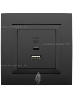   USB A+C töltő aljzat - 3A, IP20, fekete fedőlappal és Aquarella 1-es kerettel - EFAPEL LOGUS 90