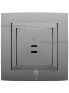   USB C töltő aljzat, Dupla - 3A, IP20 , Aquarella alumínium fedőlappal és 1-es kerettel - EFAPEL LOGUS 90