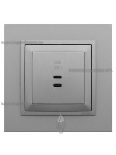   USB C töltő aljzat, Dupla - 3A, IP20, Animato alumínium fedőlappal és 1-es kerettel - EFAPEL LOGUS 90