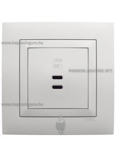   USB C töltő aljzat, Dupla - 3A, IP20, Base fehér fedőlappal és 1-es kerettel - EFAPEL LOGUS 90