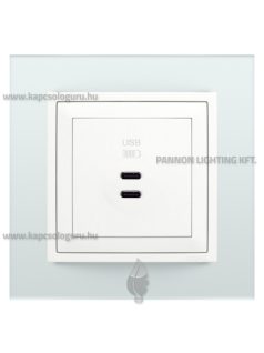   USB C töltő aljzat, Dupla - 3A, IP20, jégfehér fedőlappal és Crystal üveg kerettel - EFAPEL LOGUS 90