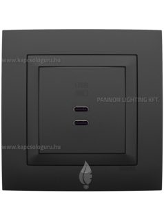   USB C töltő aljzat, Dupla - 3A, IP20, fekete fedőlappal és Aquarella 1-es kerettel - EFAPEL LOGUS 90