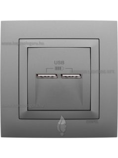   USB töltő aljzat, Dupla - 2,4A, IP20 , Aquarella alumínium fedőlappal és 1-es kerettel - EFAPEL LOGUS 90