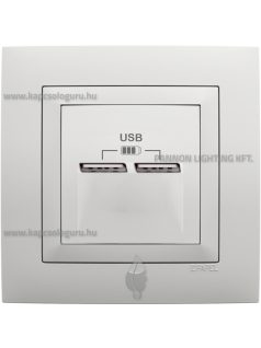   USB töltő aljzat, Dupla - 2,4A, IP20, Base fehér fedőlappal és 1-es kerettel - EFAPEL LOGUS 90