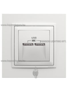   USB töltő aljzat, Dupla - 2,4A, IP20, fehér fedőlappal és Animato 1-es kerettel - EFAPEL LOGUS 90