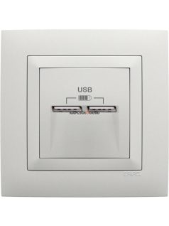   USB töltő aljzat, Dupla - 2,4A, IP20, jégfehér fedőlappal és Aquarella kerettel - EFAPEL LOGUS 90