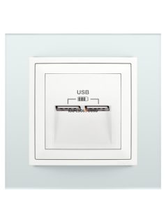   USB töltő aljzat, Dupla - 2,4A, IP20, jégfehér fedőlappal és Crystal üveg kerettel - EFAPEL LOGUS 90