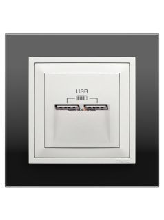   USB töltő aljzat, Dupla - 2,4A, IP20, jégfehér fedőlappal és Crystal fekete üveg kerettel - EFAPEL LOGUS 90
