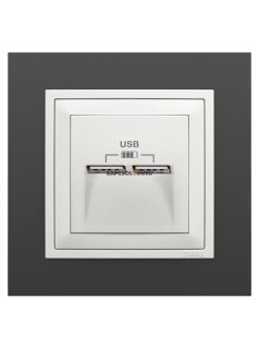   USB töltő aljzat, Dupla - 2,4A, IP20, jégfehér fedőlappal és Animato fekete kerettel - EFAPEL LOGUS 90
