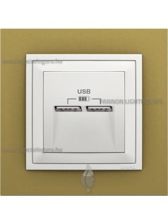   USB töltő aljzat, Dupla - 2,4A, IP20, jégfehér fedőlappal és Animato arany kerettel - EFAPEL LOGUS 90