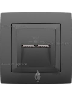   USB töltő aljzat, Dupla - 2,4A, IP20, szürke fedőlappal és Aquarella kerettel - EFAPEL LOGUS 90