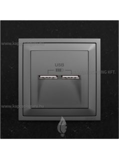   USB töltő aljzat, Dupla - 2,4A, IP20, szürke fedőlappal és Petra gránit kerettel - EFAPEL LOGUS 90