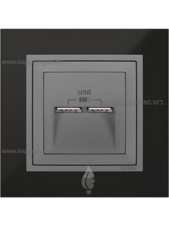  USB töltő aljzat, Dupla - 2,4A, IP20, szürke fedőlappal és Metallo nikkel kerettel - EFAPEL LOGUS 90