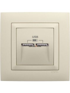   USB töltő aljzat, Dupla - 2,4A, IP20, gyöngyházfehér fedőlappal és Aquarella kerettel - EFAPEL LOGUS 90