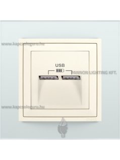  USB töltő aljzat, Dupla - 2,4A, IP20, gyöngyházfehér fedőlappal és Crystal üveg kerettel - EFAPEL LOGUS 90
