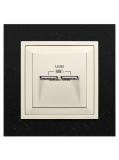   USB töltő aljzat, Dupla - 2,4A, IP20, gyöngyházfehér fedőlappal és Petra gránit 1-es kerettel - EFAPEL LOGUS 90