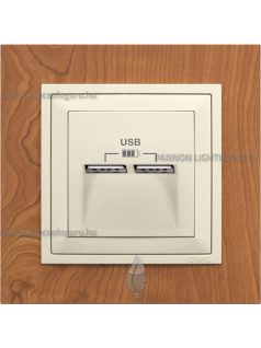  USB töltő aljzat, Dupla - 2,4A, IP20, gyöngyházfehér fedőlappal és Arbore cseresznye 1-es kerettel - EFAPEL LOGUS 90