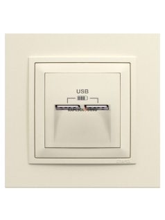  USB töltő aljzat, Dupla - 2,4A, IP20, gyöngyházfehér fedőlappal és Animato kerettel - EFAPEL LOGUS 90