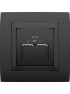   USB töltő aljzat, Dupla - 2,4A, IP20, fekete fedőlappal és Aquarella 1-es kerettel - EFAPEL LOGUS 90