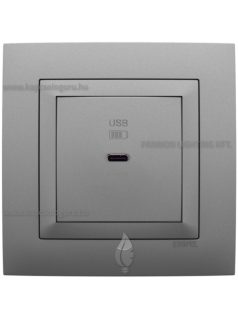   USB C gyorstöltő aljzat - 30W, IP20 , Aquarella alumínium fedőlappal és 1-es kerettel - EFAPEL LOGUS 90