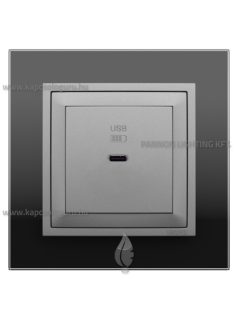   USB C gyorstöltő aljzat - 30W, IP20, alumínium fedőlappal és Crystal fekete üveg 1-es kerettel - EFAPEL LOGUS 90