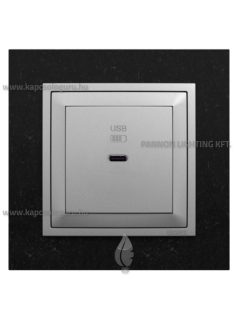   USB C gyorstöltő aljzat - 30W, IP20, alumínium fedőlappal és Petra fekete 1-es kerettel - EFAPEL LOGUS 90