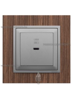   USB C gyorstöltő aljzat - 30W, IP20, alumínium fedőlappal és Arbore dió 1-es kerettel - EFAPEL LOGUS 90
