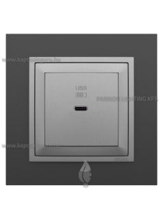  USB C gyorstöltő aljzat - 30W, IP20, alumínium fedőlappal és Animato fekete 1-es kerettel - EFAPEL LOGUS 90