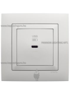   USB C gyorstöltő aljzat - 30W, IP20, Base fehér fedőlappal és 1-es kerettel - EFAPEL LOGUS 90