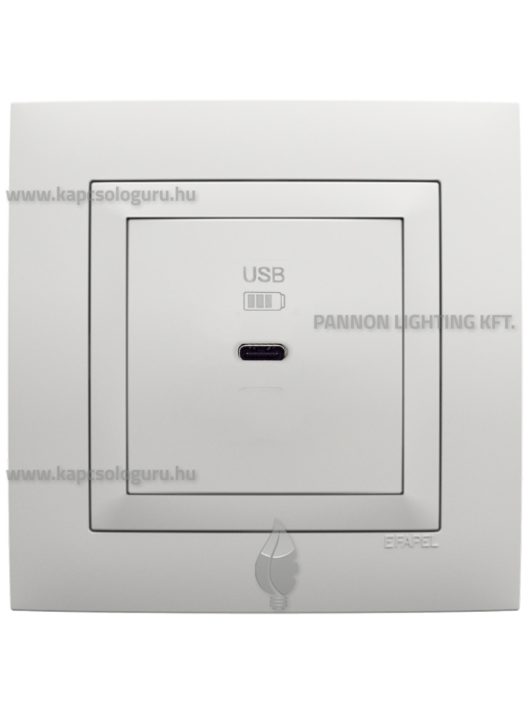 USB C gyorstöltő aljzat - 30W, IP20, Base fehér fedőlappal és 1-es kerettel - EFAPEL LOGUS 90