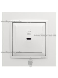   USB C gyorstöltő aljzat - 30W, IP20, fehér fedőlappal és Animato 1-es kerettel - EFAPEL LOGUS 90