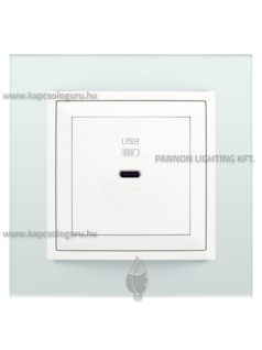   USB C gyorstöltő aljzat - 30W, IP20, jégfehér fedőlappal és Crystal üveg kerettel - EFAPEL LOGUS 90