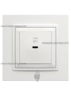   USB C gyorstöltő aljzat - 30W, IP20, jégfehér fedőlappal és Animato kerettel - EFAPEL LOGUS 90