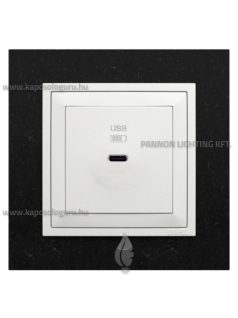   USB C gyorstöltő aljzat - 30W, IP20, jégfehér fedőlappal és Petra gránit kerettel - EFAPEL LOGUS 90