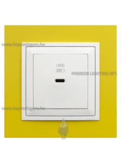   USB C gyorstöltő aljzat - 30W, IP20, jégfehér fedőlappal és Animato sárga kerettel - EFAPEL LOGUS 90
