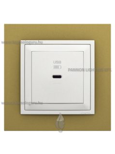   USB C gyorstöltő aljzat - 30W, IP20, jégfehér fedőlappal és Animato arany kerettel - EFAPEL LOGUS 90