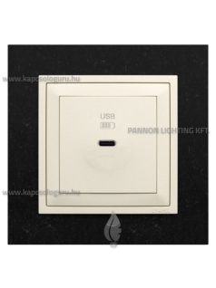   USB C gyorstöltő aljzat - 30W, IP20, gyöngyházfehér fedőlappal és Petra gránit 1-es kerettel - EFAPEL LOGUS 90