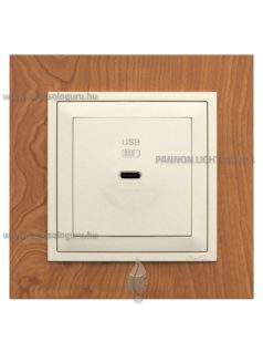   USB C gyorstöltő aljzat - 30W, IP20, gyöngyházfehér fedőlappal és Arbore cseresznye 1-es kerettel - EFAPEL LOGUS 90