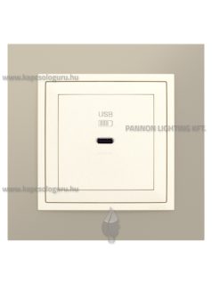   USB C gyorstöltő aljzat - 30W, IP20, gyöngyházfehér fedőlappal és Metallo titánium kerettel - EFAPEL LOGUS 90