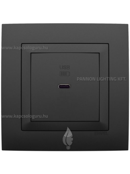 USB C gyorstöltő aljzat - 30W, IP20, fekete fedőlappal és Aquarella 1-es kerettel - EFAPEL LOGUS 90
