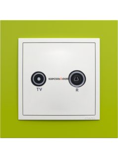   TV-Rádió aljzat, végzáró , IP20, jégfehér fedőlappal és Animato zöld kerettel - EFAPEL LOGUS 90