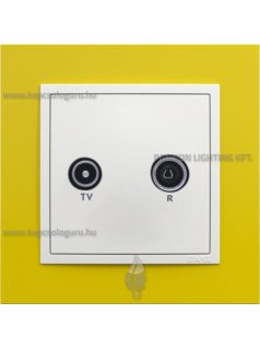   TV-Rádió aljzat, végzáró , IP20, jégfehér fedőlappal és Animato sárga kerettel - EFAPEL LOGUS 90
