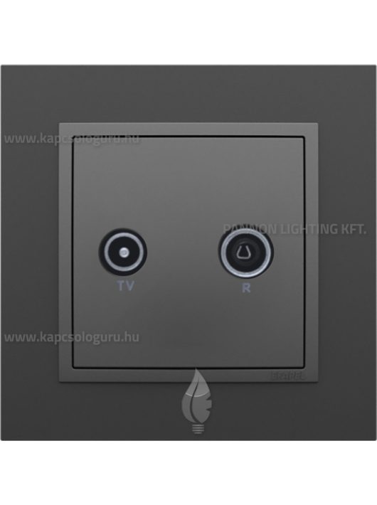 TV-Rádió aljzat, átmenő , IP20, szürke fedőlappal és Animato fekete kerettel - EFAPEL LOGUS 90