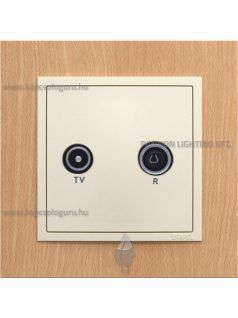   TV-Rádió aljzat, csillagpontos , IP20, gyöngyházfehér fedőlappal és Arbore bükk 1-es kerettel - EFAPEL LOGUS 90