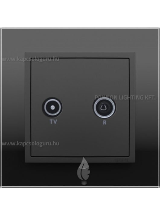 TV-Rádió aljzat, csillagpontos , IP20, fekete fedőlappal és Crystal fekete üveg 1-es kerettel - EFAPEL LOGUS 90