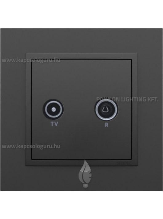 TV-Rádió aljzat, átmenő , IP20, fekete fedőlappal és Animato fekete 1-es kerettel - EFAPEL LOGUS 90