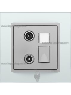   TV-Rádió-PC (RJ45) aljzat, csillagpontos, Cat. 6 UTP, IP20, alumínium fedőlappal és Crystal üveg 1-es kerettel - EFAPEL LOGUS 90