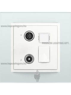  TV-Rádió-PC (RJ45) aljzat, csillagpontos, Cat. 6 UTP, IP20, jégfehér fedőlappal és Crystal üveg kerettel - EFAPEL LOGUS 90