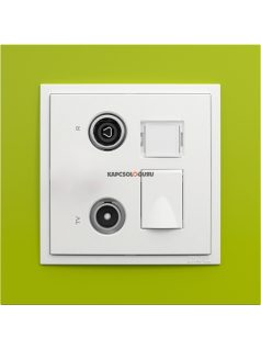   TV-Rádió-PC (RJ45) aljzat, csillagpontos, Cat. 6 UTP, IP20, jégfehér fedőlappal és Animato zöld kerettel - EFAPEL LOGUS 90